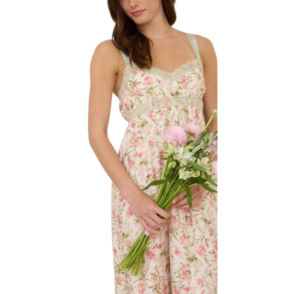 MINE ANTHROPOLOGIE FLORAL LACE TRIM RIBBON STRAP BACK TIE MIDI DRESS SIZE MEDIUM - Picture 6 of 14